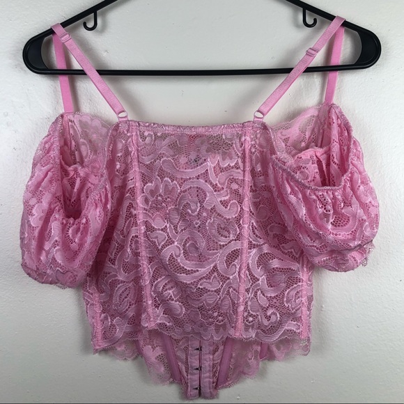 NWT Sugar Thrillz Floral Lace Corset Top with Matching Gloves - Picture 6 of 9